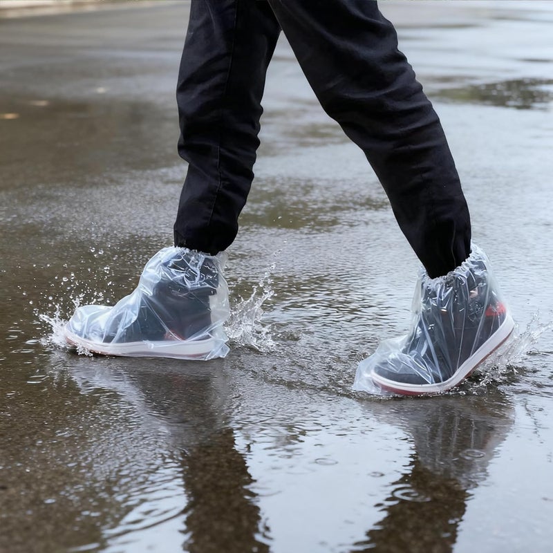 Aogigigio 20Pcs Rain Covers for Shoe Clear - Waterproof Disposable Plastic Clear Heavy Duty Shoe Covers for Men and Women - Image 2